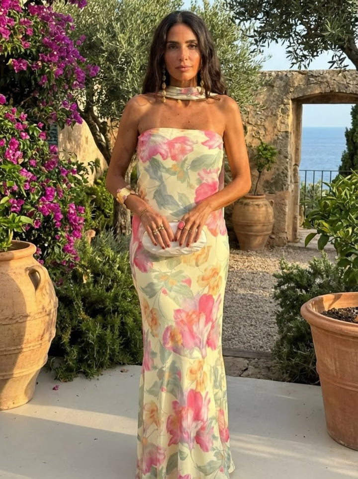 Alte - Μακρύ Strapless Φόρεμα με Λουλούδια