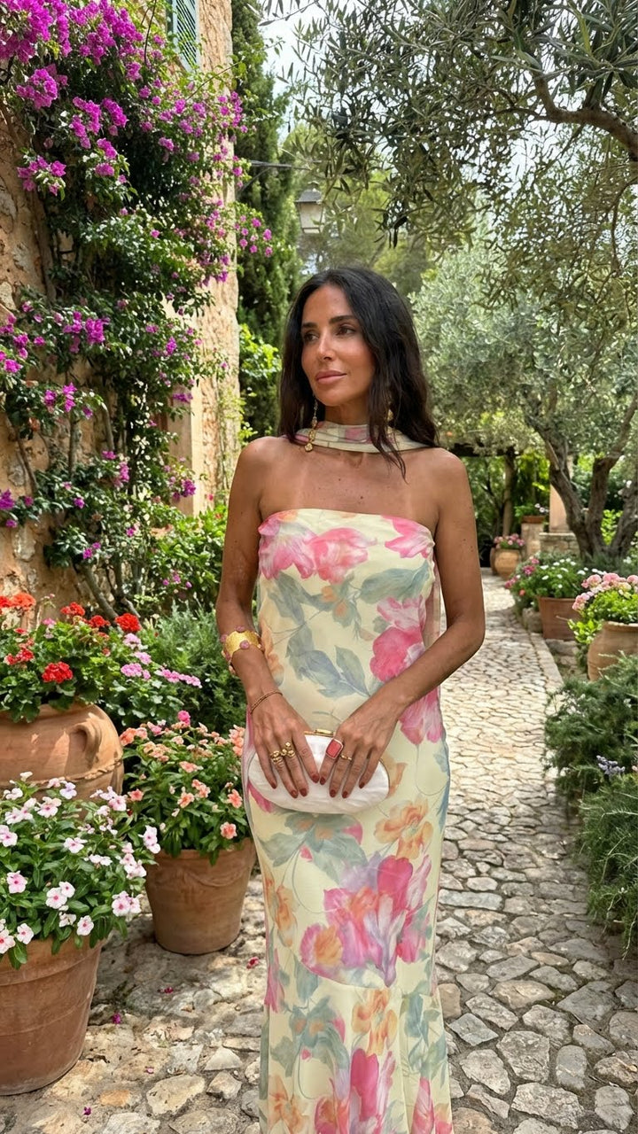 Alte - Μακρύ Strapless Φόρεμα με Λουλούδια